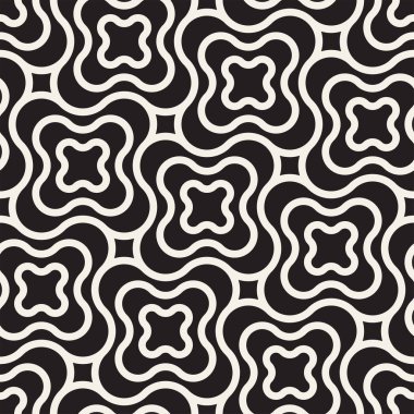 Vektör sorunsuz siyah ve beyaz çizgiler desen arka plan. Süsleme fayans geometrik şekiller çapraz.