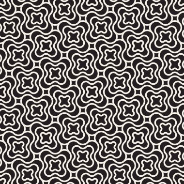 Vektör sorunsuz siyah ve beyaz çizgiler desen arka plan. Süsleme fayans geometrik şekiller çapraz.