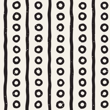 El çekilmiş siyah beyaz mürekkep soyut seamless modeli. Vektör şık doku. Tek renkli geometrik shappes boya fırça satırları