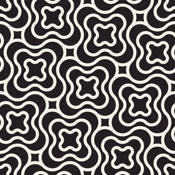 Vektör sorunsuz siyah ve beyaz çizgiler desen arka plan. Süsleme fayans geometrik şekiller çapraz.