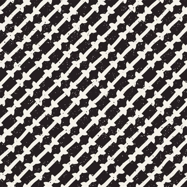 El çekilmiş siyah beyaz mürekkep soyut seamless modeli. Vektör şık doku. Tek renkli geometrik shappes boya fırça satırları