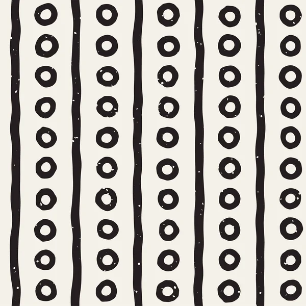 El çekilmiş siyah beyaz mürekkep soyut seamless modeli. Vektör şık doku. Tek renkli geometrik shappes boya fırça satırları