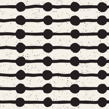 El çekilmiş siyah beyaz mürekkep soyut seamless modeli. Vektör şık doku. Tek renkli geometrik shappes boya fırça satırları