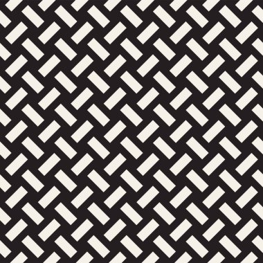 Vektör kesintisiz geometrik desen çapraz tarama. Grafik veya arka plan geçti. Damalı motif. Crosshatched hatlarının kesintisiz siyah beyaz doku. Kafes basit kumaş baskı.