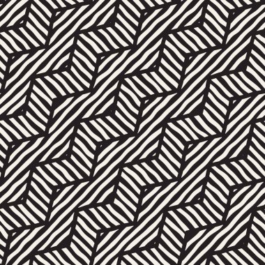 Vektör sorunsuz elle çizilmiş desen. Zigzag ve şerit kaba hatları. Aşiret tasarım arka plan. Etnik doodle doku.