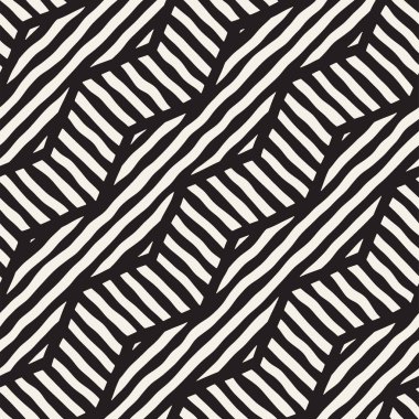 Vektör sorunsuz elle çizilmiş desen. Zigzag ve şerit kaba hatları. Aşiret tasarım arka plan. Etnik doodle doku.