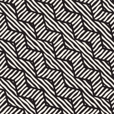 Vektör sorunsuz elle çizilmiş desen. Zigzag ve şerit kaba hatları. Aşiret tasarım arka plan. Etnik doodle doku.