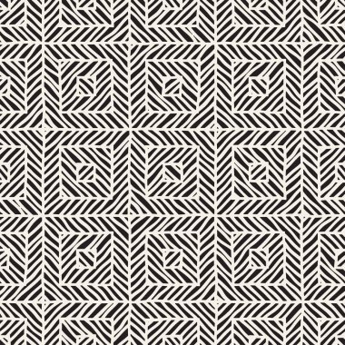 Vektör sorunsuz elle çizilmiş desen. Zigzag ve şerit kaba hatları. Aşiret tasarım arka plan. Etnik doodle doku.