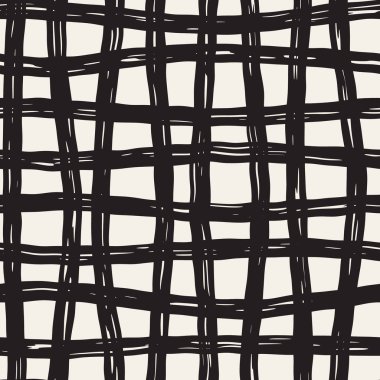 Elle çizilmiş seamless modeli. Mürekkep doodle grunge kılavuz allover desenle. Serbest çizim tartan ile grafik arka plan.