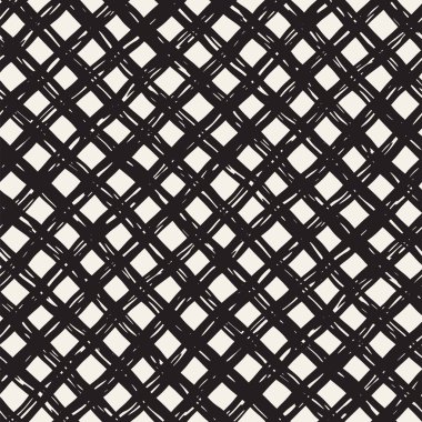 Elle çizilmiş seamless modeli. Mürekkep doodle grunge kılavuz allover desenle. Serbest çizim tartan ile grafik arka plan.