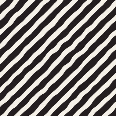 El ile Seamless Modeli dalgalar çizilmiş. Arka plan dalgalı fırça darbeleriyle. Siyah ve beyaz serbest doku hatları.