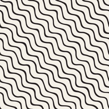 El ile Seamless Modeli dalgalar çizilmiş. Arka plan dalgalı fırça darbeleriyle. Siyah ve beyaz serbest doku hatları.