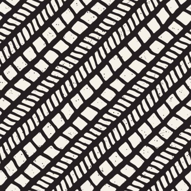 El ile Dikişsiz desen fırça darbeleriyle çizilmiş. Doodle grunge illüstrasyon mürekkep. Geometrik vektör desen.
