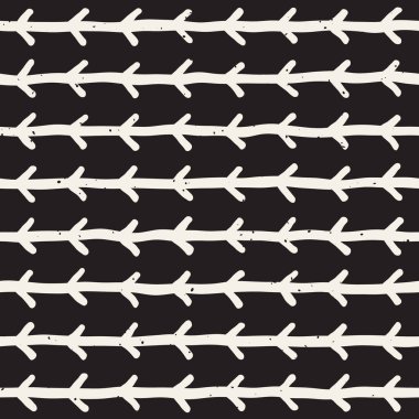 El çekilmiş siyah beyaz mürekkep soyut seamless modeli. Vektör doku. Tek renkli geometrik shappes boya fırça satırları