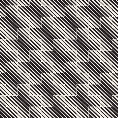 Vektör sorunsuz siyah ve beyaz çizgiler desen arka plan. Süsleme fayans geometrik şekiller çapraz.