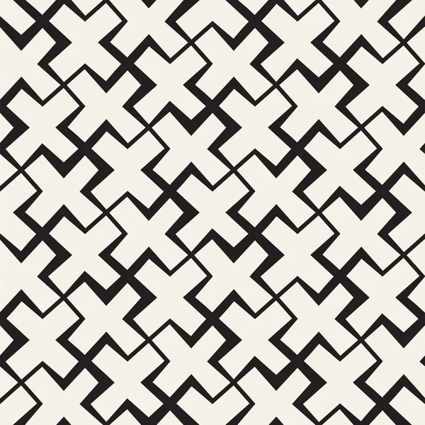 Vector seamless preto e branco linhas padrão abstrato fundo. Formas cruzadas ornamento de amarração geométrica . — Vetor de Stock