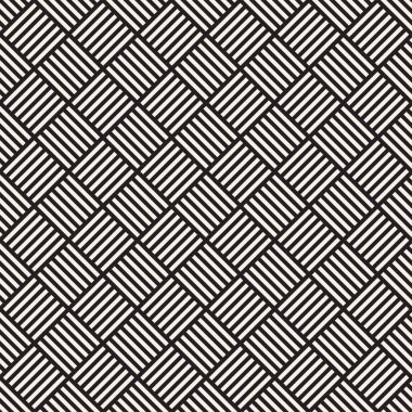 Vektör kesintisiz geometrik desen çapraz tarama. Grafik veya arka plan geçti. Damalı motif. Crosshatched hatlarının kesintisiz siyah beyaz doku. Kafes basit kumaş baskı.