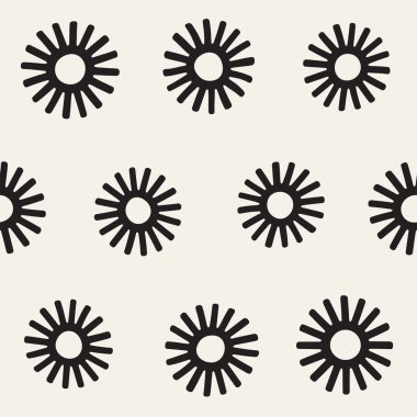 Vektör sorunsuz sunburst şekiller serbest desen. Arka plan yuvarlak fırça darbeleriyle. Elle çizilmiş doku