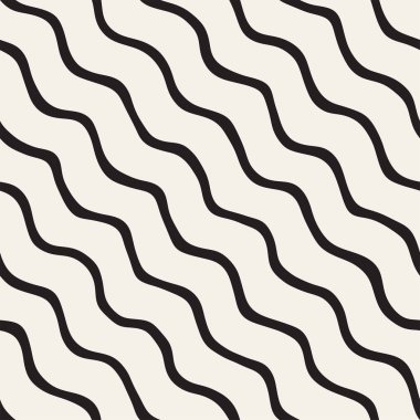 El ile Seamless Modeli dalgalar çizilmiş. Arka plan dalgalı fırça darbeleriyle. Siyah ve beyaz serbest doku hatları.