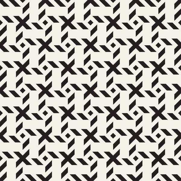シームレスな幾何学的パターンのベクトルをハッチングします。背景グラフィックの四角形を交差しました。市松模様のモチーフ。ハッチングの線のシームレスな黒と白のテクスチャです。トレリス シンプルなファブリックのプリント. — ストックベクタ