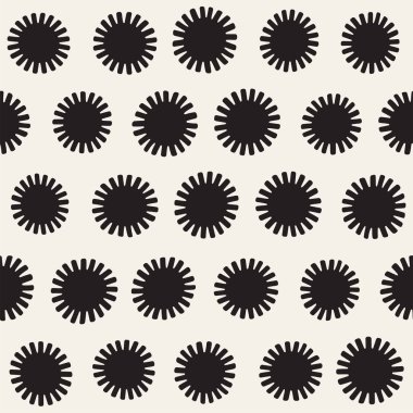 Vektör sorunsuz sunburst şekiller serbest desen. Arka plan yuvarlak fırça darbeleriyle. Elle çizilmiş doku