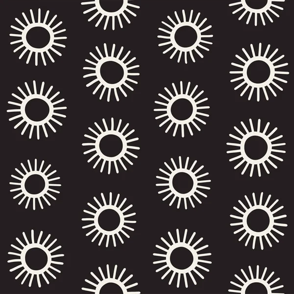 Vektör sorunsuz sunburst şekiller serbest desen. Arka plan yuvarlak fırça darbeleriyle. Elle çizilmiş doku