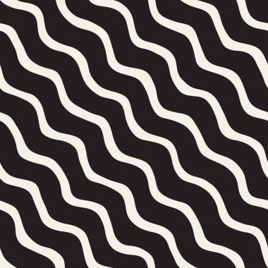 El ile Seamless Modeli dalgalar çizilmiş. Arka plan dalgalı fırça darbeleriyle. Siyah ve beyaz serbest doku hatları.