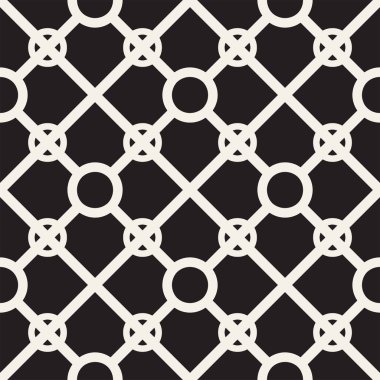 Soyut geometrik çizgiler kafes desen. Sorunsuz vektör arka plan. Siyah ve beyaz basit Yinelenen doku.