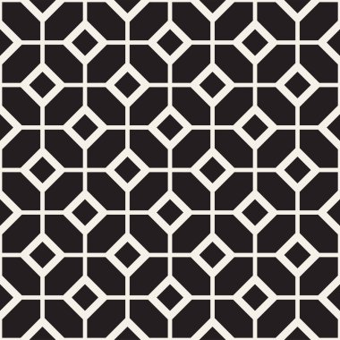 Soyut geometrik çizgiler kafes desen. Sorunsuz vektör arka plan. Siyah ve beyaz basit Yinelenen doku.