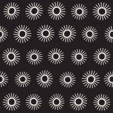 Vektör sorunsuz sunburst şekiller serbest desen. Arka plan yuvarlak fırça darbeleriyle. Elle çizilmiş doku