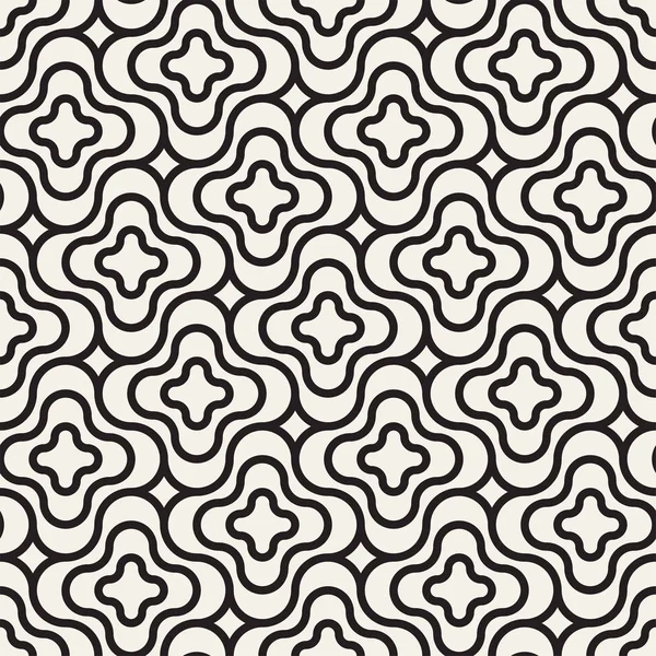 Vektör sorunsuz siyah ve beyaz çizgiler desen arka plan. Süsleme fayans geometrik şekiller çapraz.