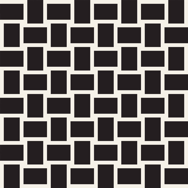 Crosshatch vector seamless geometric pattern. Crossed graphic rectangles background. Checkered motif. Seamless black and white texture of crosshatched lines. Trellis simple fabric print.