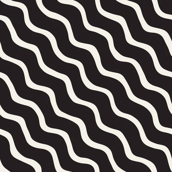 El ile Seamless Modeli dalgalar çizilmiş. Arka plan dalgalı fırça darbeleriyle. Siyah ve beyaz serbest doku hatları.