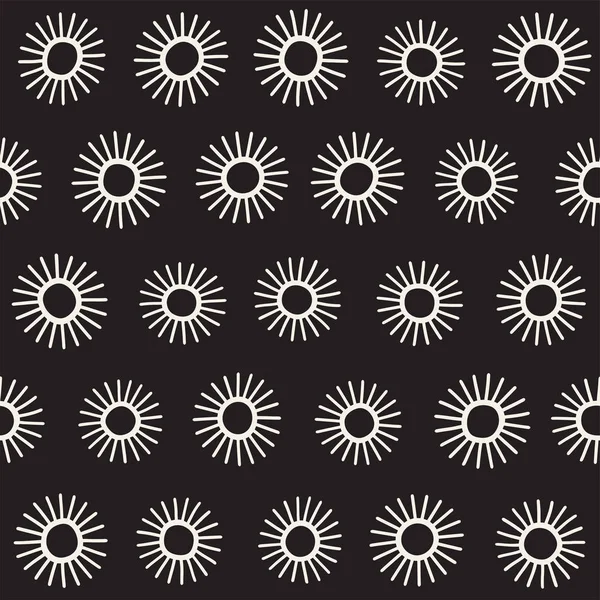 Vektör sorunsuz sunburst şekiller serbest desen. Arka plan yuvarlak fırça darbeleriyle. Elle çizilmiş doku