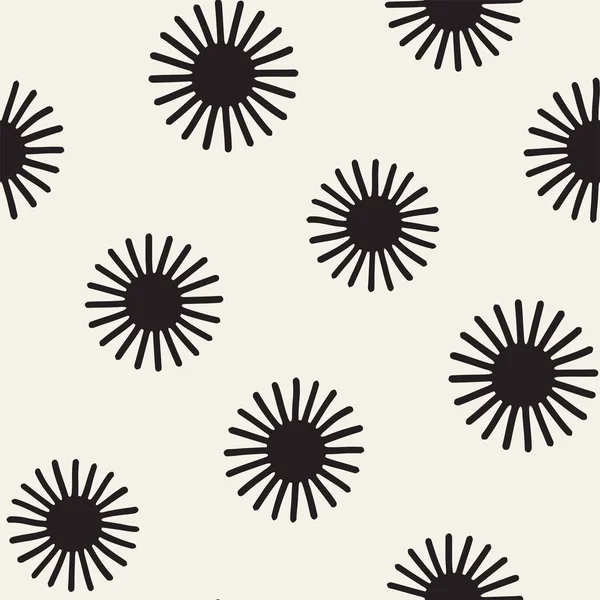 Vektör sorunsuz sunburst şekiller serbest desen. Arka plan yuvarlak fırça darbeleriyle. Elle çizilmiş doku