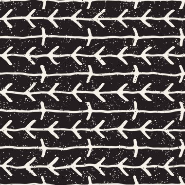 Seamless modeli el fırça darbeleri çekilmiş. Doodle grunge illüstrasyon mürekkep. Geometrik tek renkli vektör desen.