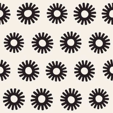 Vektör sorunsuz sunburst şekiller serbest desen. Arka plan yuvarlak fırça darbeleriyle. Elle çizilmiş doku