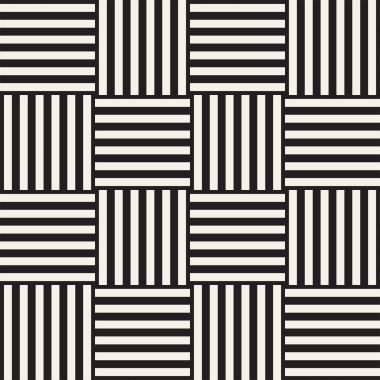 Vektör kesintisiz geometrik desen çapraz tarama. Grafik veya arka plan geçti. Damalı motif. Crosshatched hatlarının kesintisiz siyah beyaz doku. Kafes basit kumaş baskı.