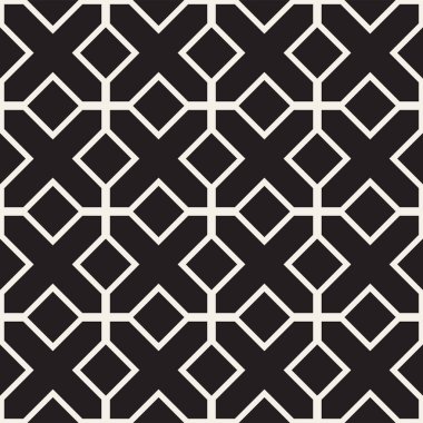 Soyut geometrik çizgiler kafes desen. Sorunsuz vektör arka plan. Siyah ve beyaz basit Yinelenen doku.