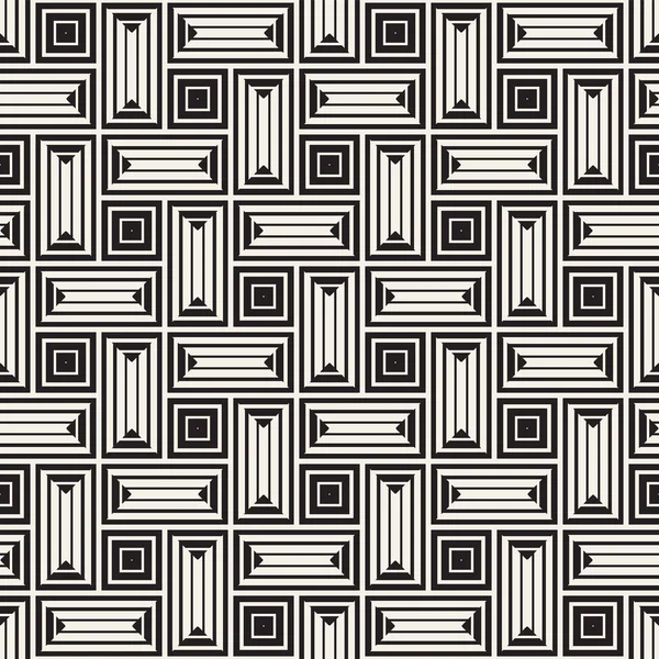Vector naadloze zwart-wit lijnen patroon abstracte achtergrond. Kruis vormen geometrische plavuizen Ornament. — Stockvector