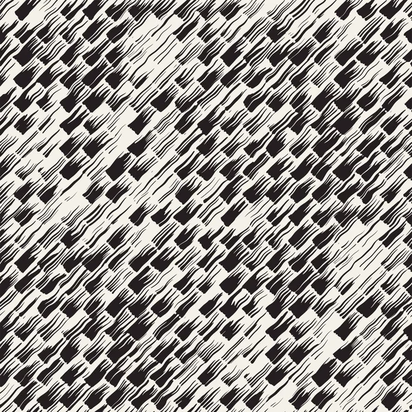 Vektor varrat nélküli mintát csíkok kefe és agyvérzés. Fekete-fehér háttér szabadkézi elemek. Kézzel festett grunge textúra. — Stock Vector
