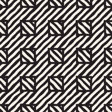 Vektör sorunsuz elle çizilmiş desen. Zigzag ve şerit kaba hatları. Aşiret tasarım arka plan. Etnik doodle doku.