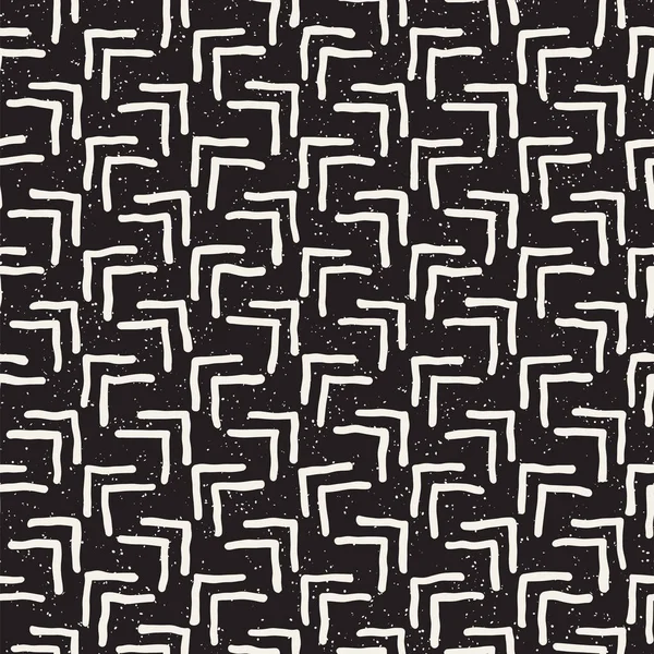 Modèle sans couture avec des lignes dessinées à la main. Fond abstrait avec coups de pinceau à main levée. Texture noire et blanche. Ornement pour papier d'emballage . — Image vectorielle