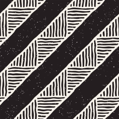 Elle çizilmiş stil etnik seamless modeli. Soyut geometrik döşeme arka plan siyah ve beyaz.