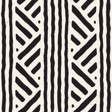 Elle çizilmiş stil etnik seamless modeli. Soyut geometrik döşeme arka plan siyah ve beyaz.