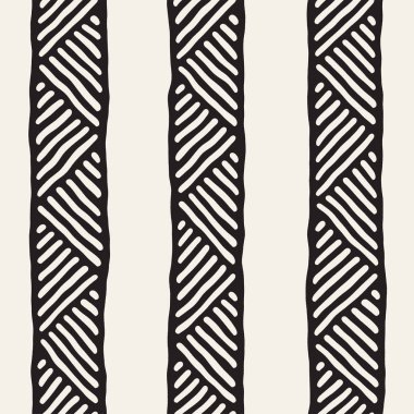 Elle çizilmiş stil etnik seamless modeli. Soyut geometrik döşeme arka plan siyah ve beyaz.