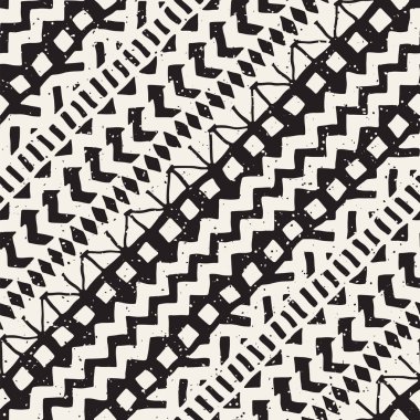 Elle çizilmiş Dikişsiz desen çizdi. Vektör aşiret tasarım arka plan. Etnik motif. Geometrik etnik Şerit çizgileri resimde. Parmak izi, tekstil, duvar kağıdı, kağıt ambalaj.