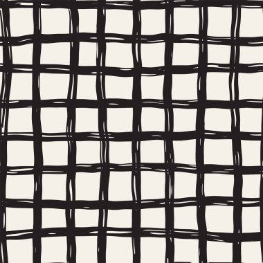 Elle çizilmiş Dikişsiz kareli desen. Mürekkep doodle grunge kılavuz allover desenle. Tartan ile grafik arka plan.