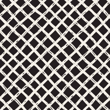 Elle çizilmiş Dikişsiz kareli desen. Mürekkep doodle grunge kılavuz allover desenle. Tartan ile grafik arka plan.