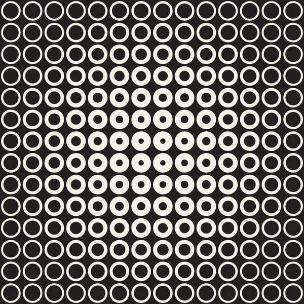 Fondo abstracto en blanco y negro. Semitono de círculo geométrico sin costuras. Textura moderna con estilo — Archivo Imágenes Vectoriales
